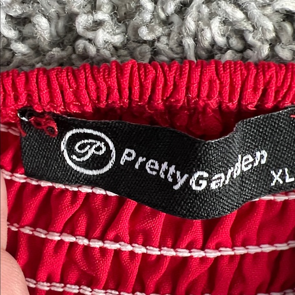 PRETTYGARDEN Women's Red Maxi Dress Puffy Sleeve Square-Neck Smocked - Size XL - Picture 5 of 8